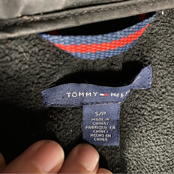 Tommy Hilfiger Hooded Black Coat Jacket Sz S Full Zip Outdoors Dark Acadamia - Picture 3 of 10